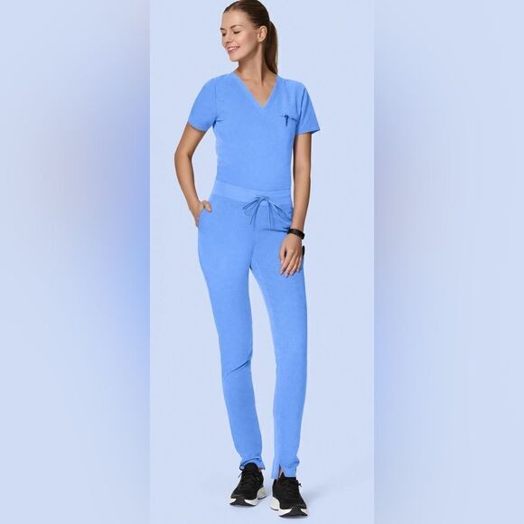 NWT Dolan Women’s Madeline 8 Pocket Slim Pant Medical Scrubs Ceil Blue Size L - Picture 2 of 7